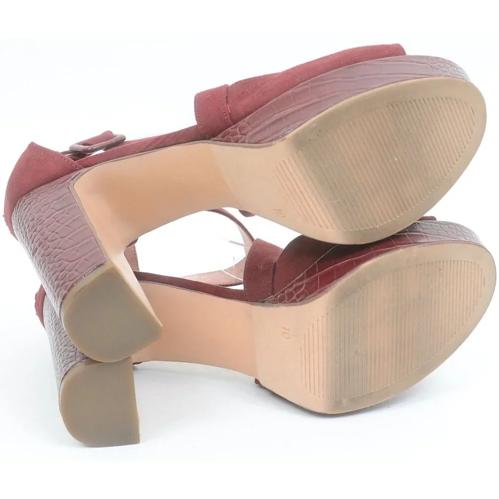Limelight Women's Lyanna - Platform Peep Toe Block Dress Heels Shoe 10 Wine